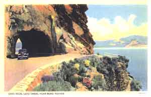 [Postcard of Cave Rock next to Lake Tahoe in Nevada]